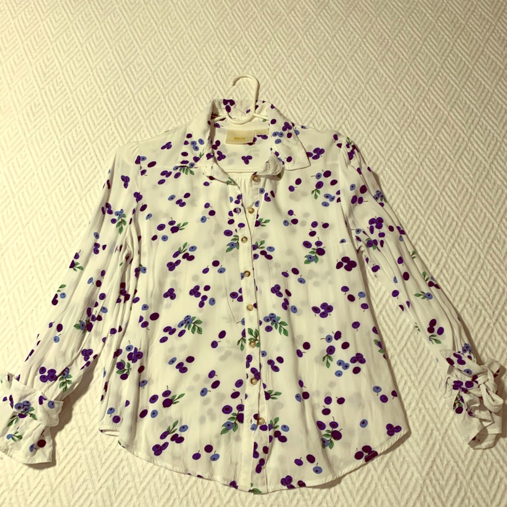 Anthropologie White Maeve Blithe Button-down Top